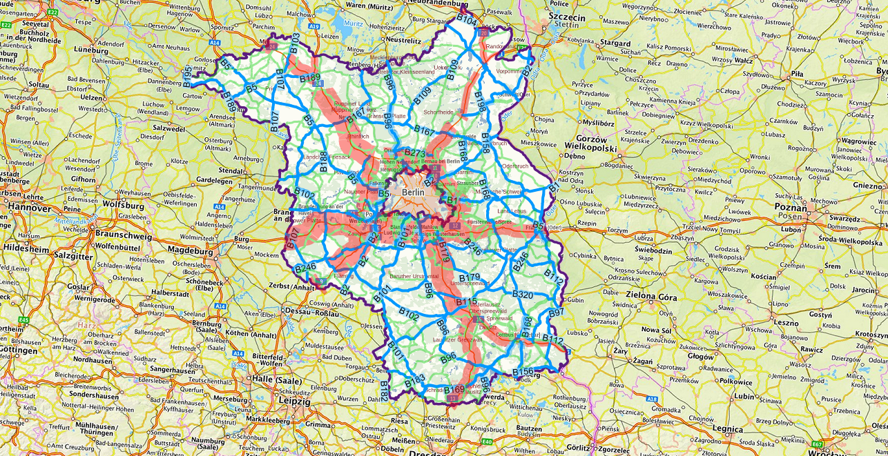 Verkehrsstärkenkarte - Verkinkung zum Straßennetzviewer