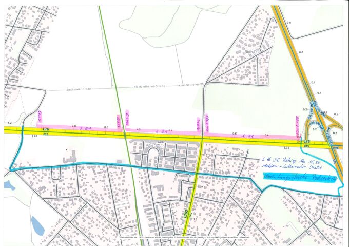 Übersichtskarte Radweg Mahlow - Lichtenrader Straße