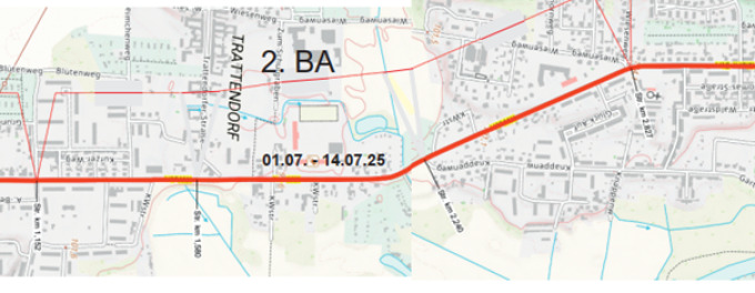 Übersichtskarte 2. Abschnitt 01. – 14.07.2025