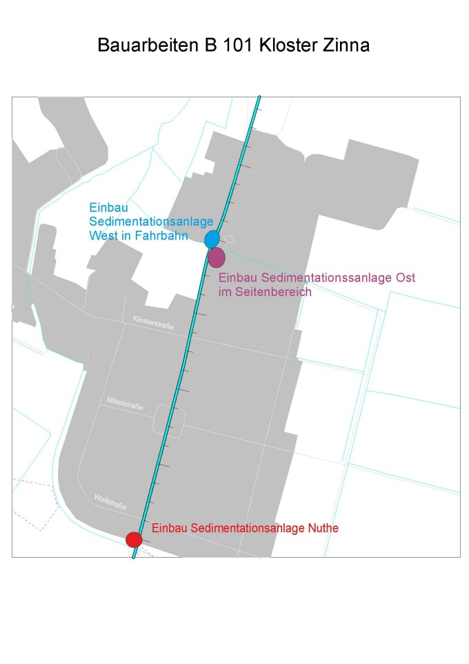 Kartenausschnitt mit Baufeldern Kloster Zinna